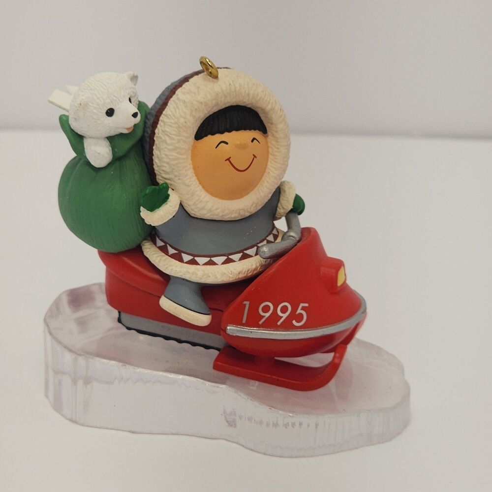 Vintage Hallmark 1995 Frosty Friends Eskimo Little Snowmobile Keepsake Ornament